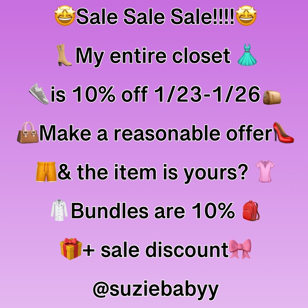 Sale!!!! 1/23-1/26